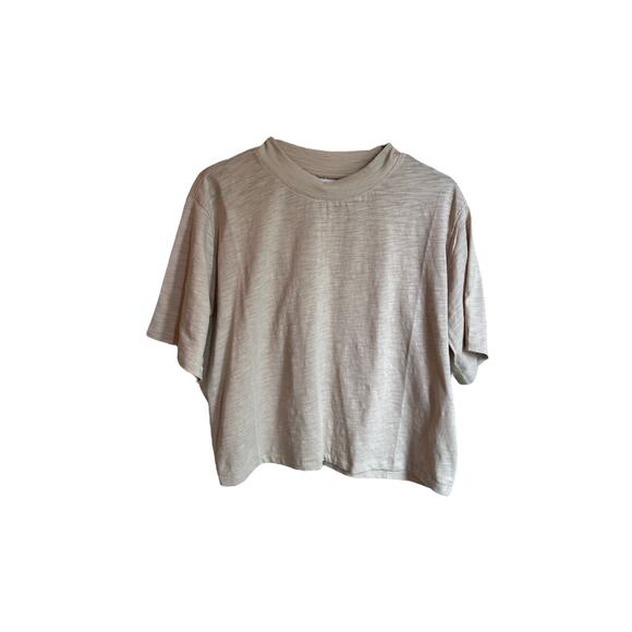 The Drop | Tan Short Sleeve Crop Top | Size Large | NWOT | 0867 - Picture 1 of 9